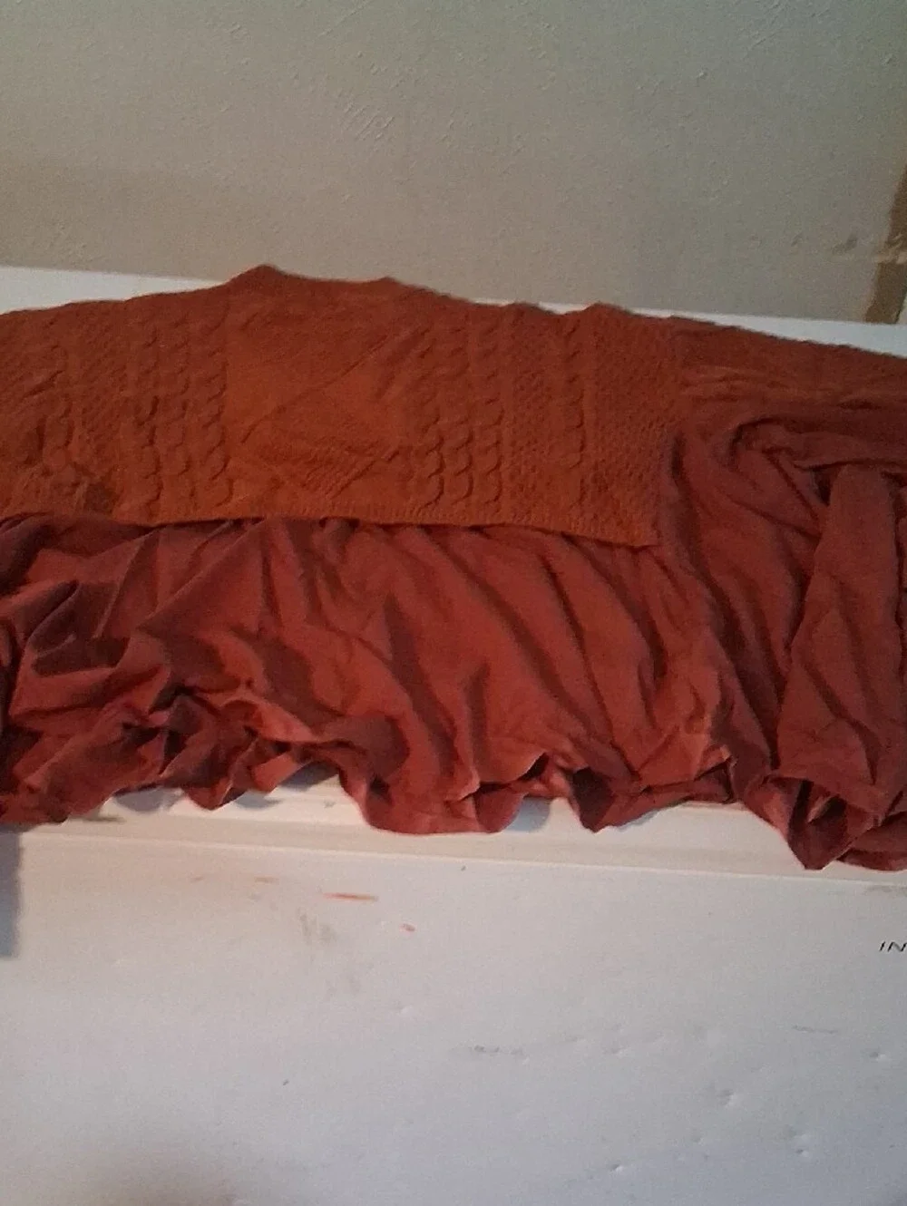 Mixed Media Burnt Orange Cable Knit Sweater Top XXL NWT